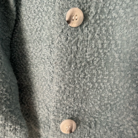 MABLE Cropped Sweater Knit Stretch Button Up Collared Pastel Blue Medium - Picture 10 of 12